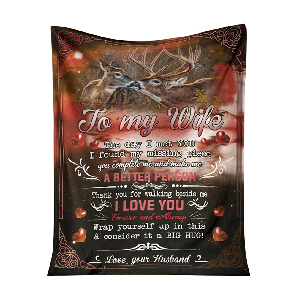 Hunting To My Wife Flannel Blanket For Cozy Bedroom Sofa Decor
