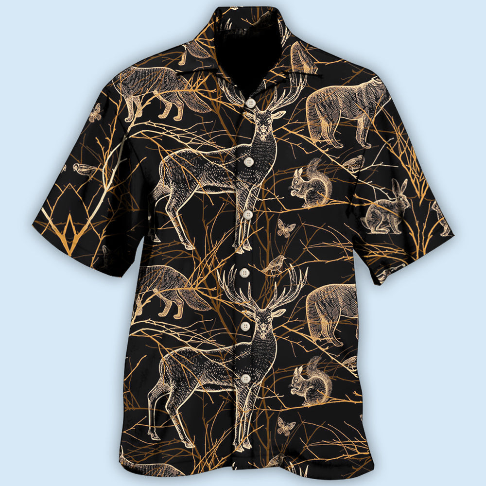 Creative Hunting Pattern Hawaiian Shirt For Resort Trips, Coastal Parties, And Warm Weather Style