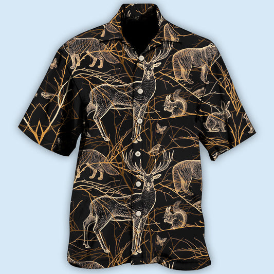 Creative Hunting Pattern Hawaiian Shirt For Resort Trips, Coastal Parties, And Warm Weather Style
