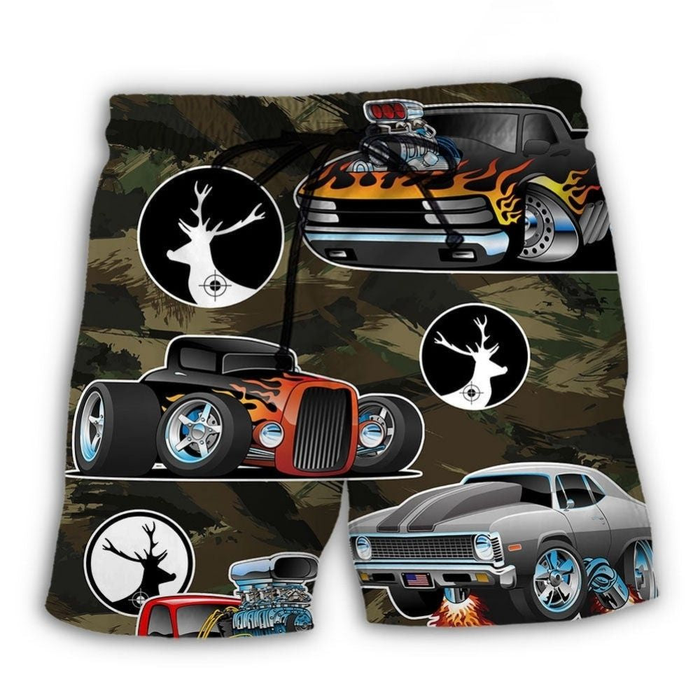 Hunting Hot Rod Lover Beach Shorts For Coastal Adventures And Relaxed Summer Wear