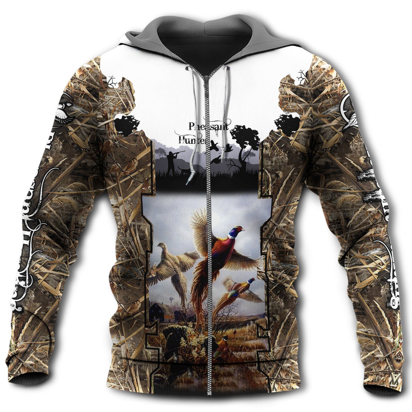 Hunting Pheasant Lake Adventure Hoodie For Wildlife Inspired Casual Wear Camping And Travel