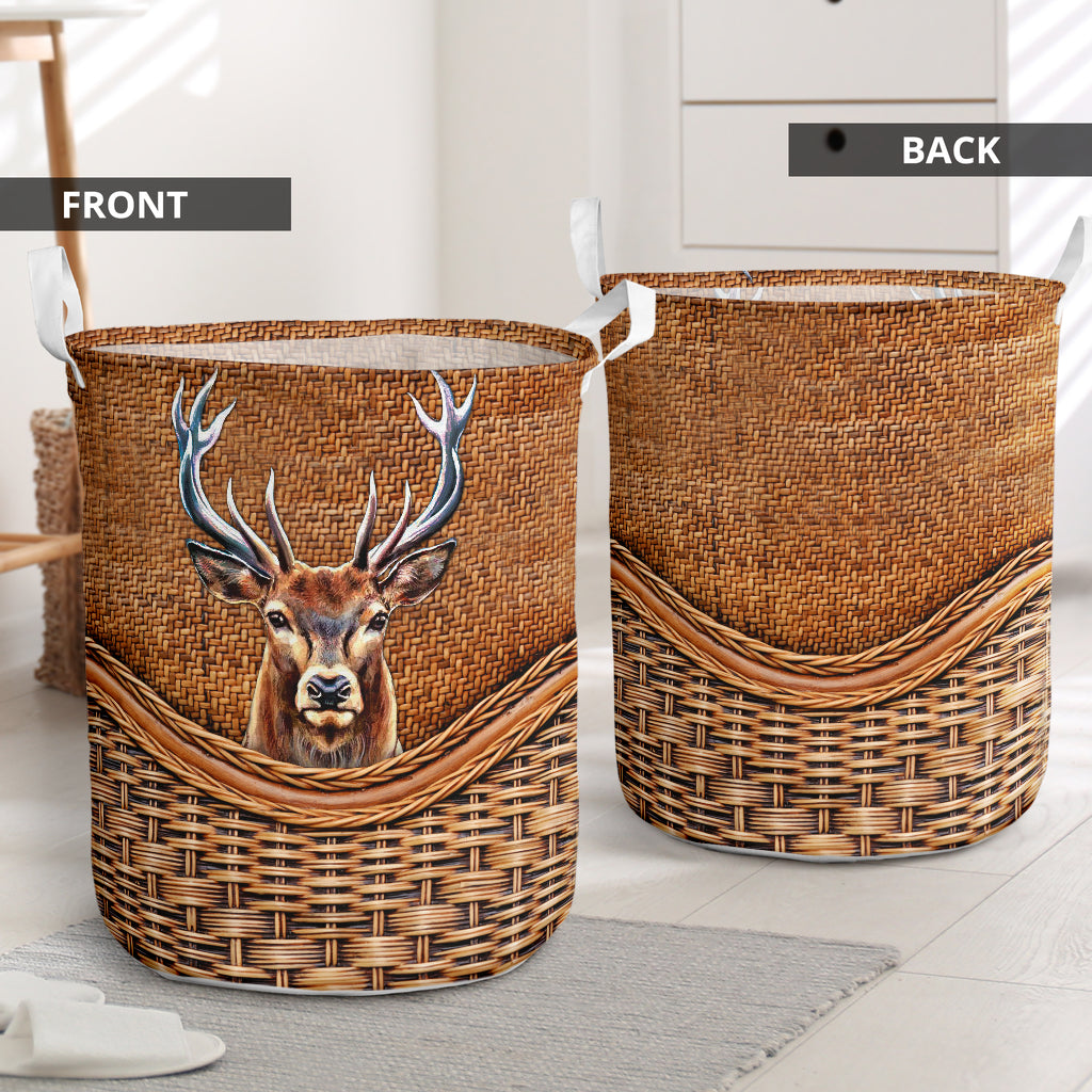 Hunting Rattan Texture Laundry Basket For Room Home Organizer