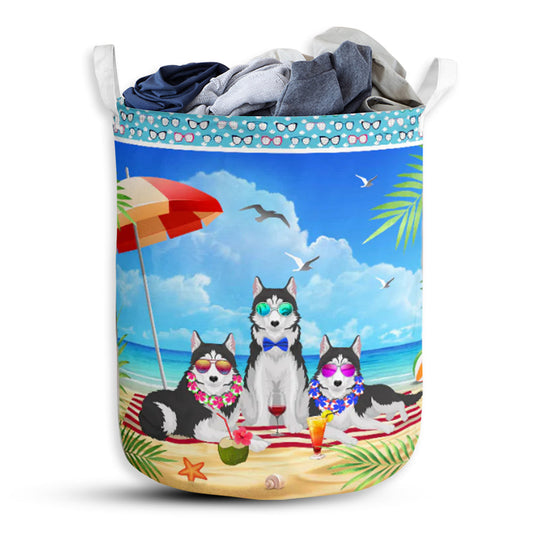 Husky Beach Summer Laundry Basket For Bathroom Bedroom Storage