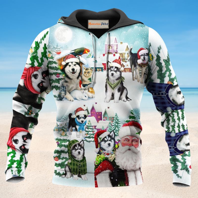 Happy Husky Christmas Dog Hoodie For Festive Days Casual Adventures And Thoughtful Seasonal Gifting