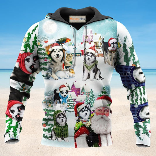 Happy Husky Christmas Dog Hoodie For Festive Days Casual Adventures And Thoughtful Seasonal Gifting