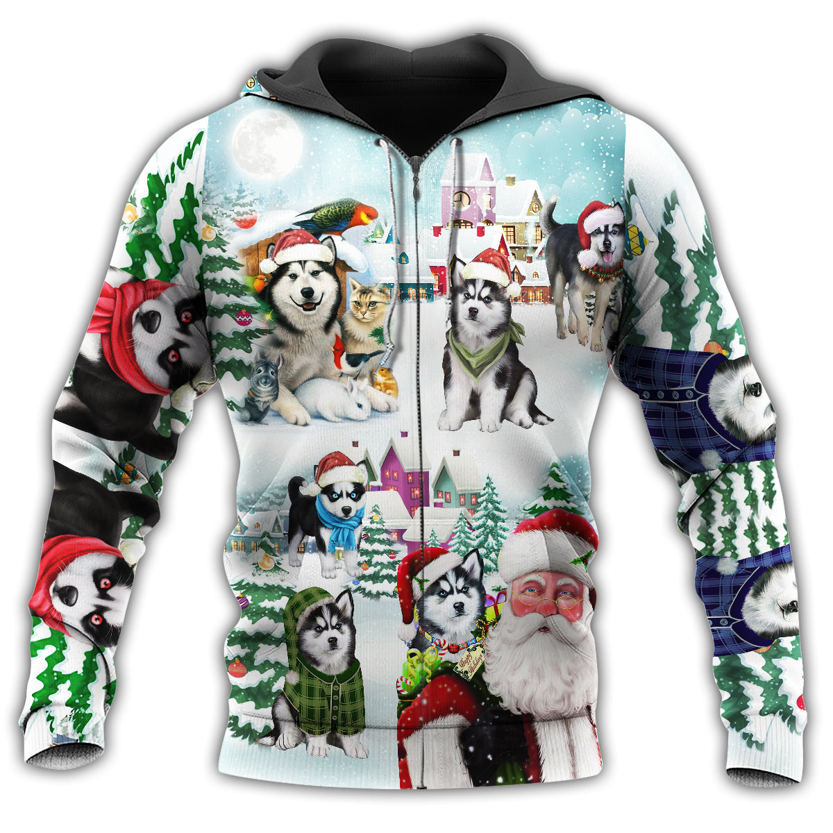 Happy Husky Christmas Dog Hoodie For Festive Days Casual Adventures And Thoughtful Seasonal Gifting