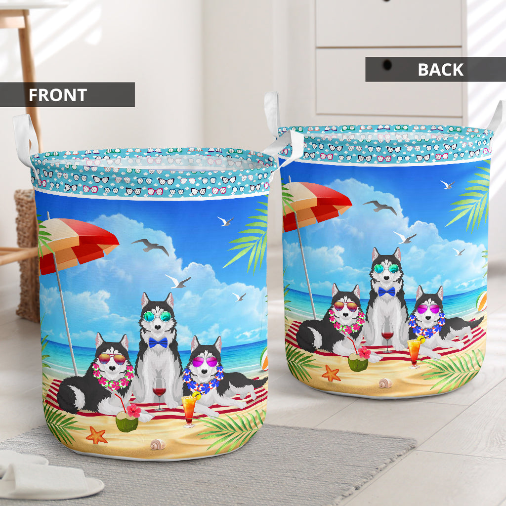 Husky Beach Summer Laundry Basket For Room Home Organizer