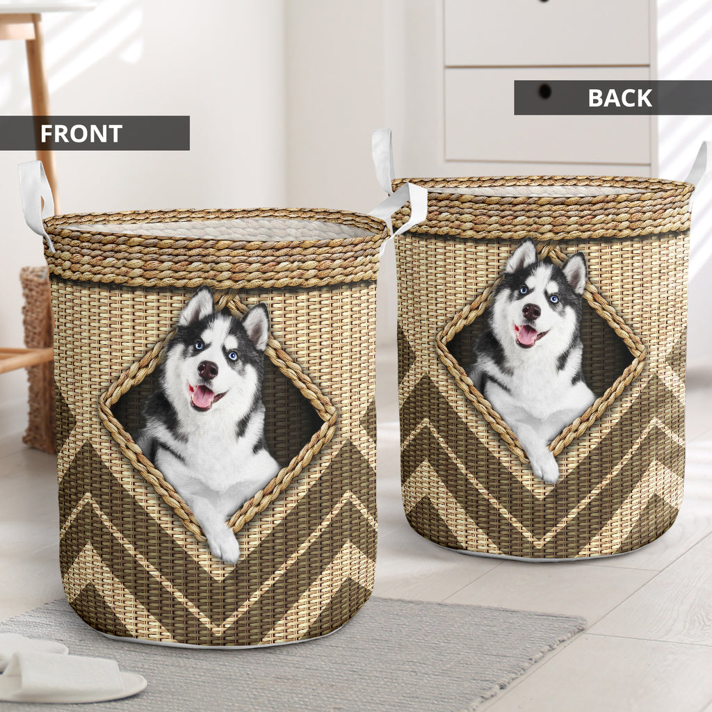 Husky Wicker Texture Hole Laundry Basket For Room Home Organizer