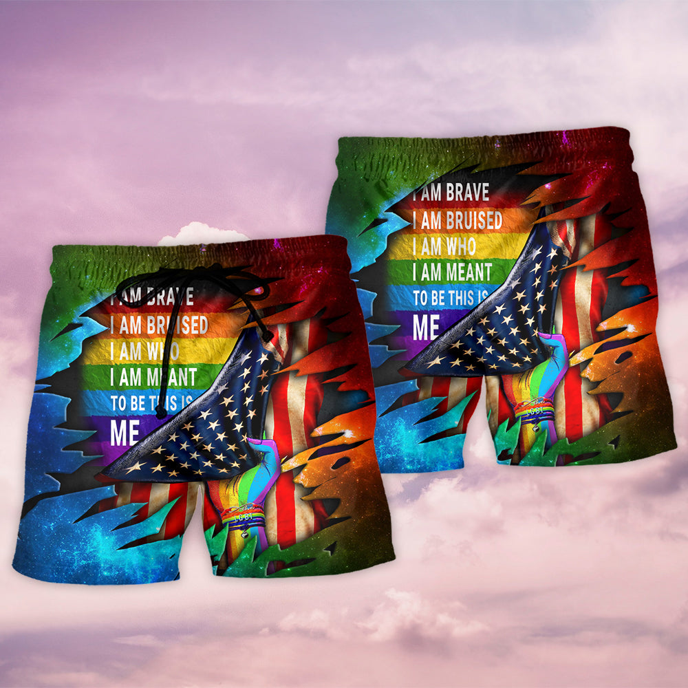 Rainbow Pride Beach Shorts Pattern Detail For Relaxed Weekends And Leisure And Relaxation