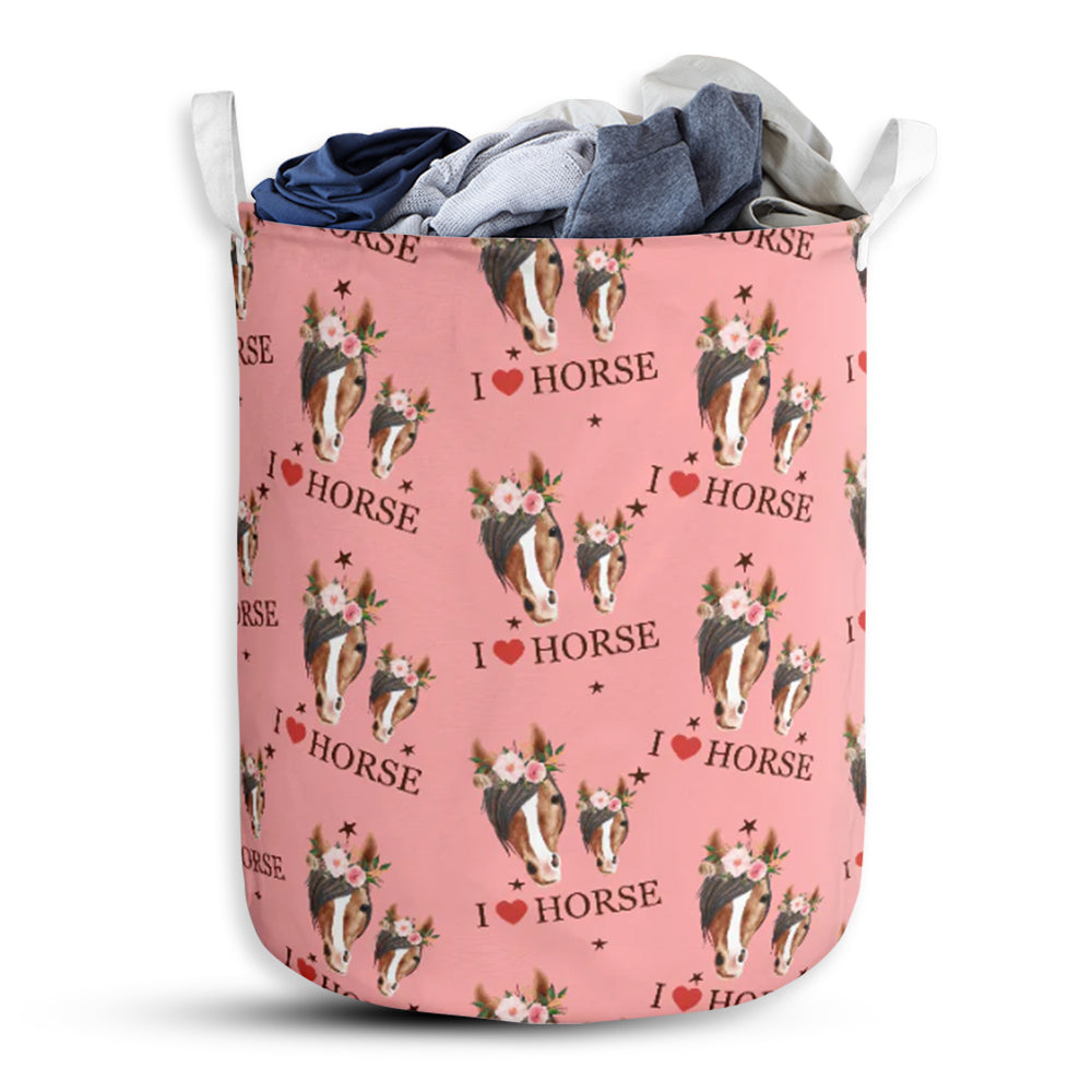 Horse I Love Horse Laundry Basket For Bathroom Bedroom Storage