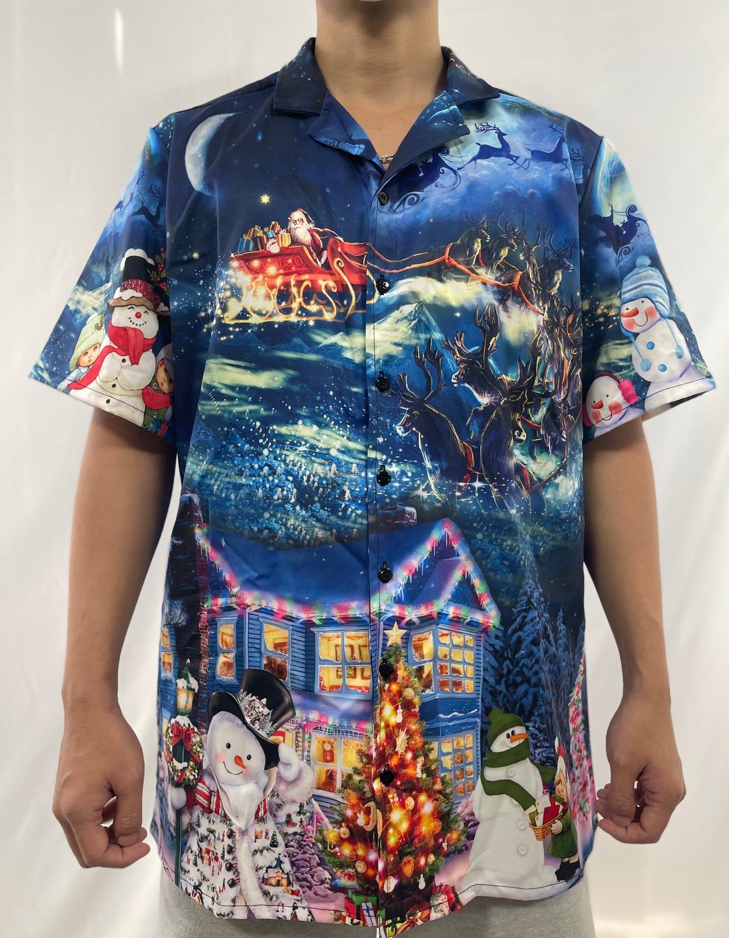 Festive Christmas Family Light Hawaiian Shirt For Poolside Relaxation And Sunny Getaways