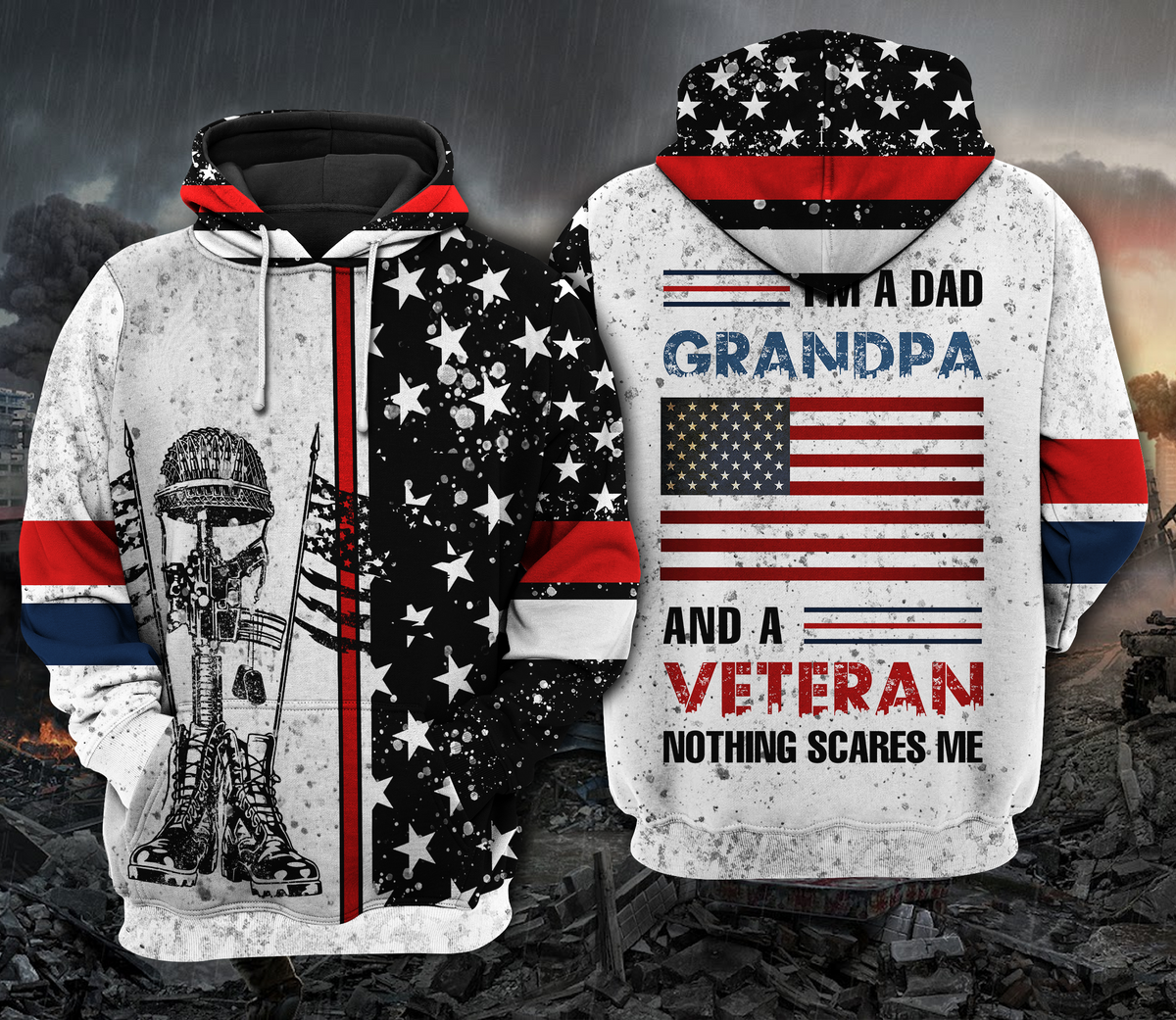 Dad Grandpa Veteran Pride Hoodie For Military Families Casual Wear And Respectful Tribute Gifting