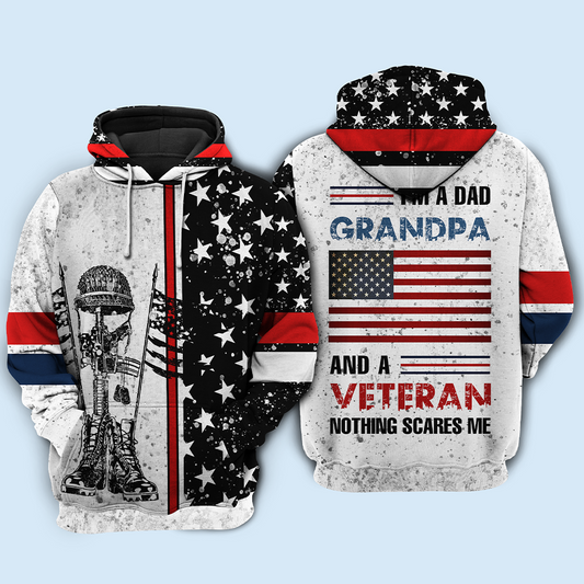 Dad Grandpa Veteran Pride Hoodie For Military Families Casual Wear And Respectful Tribute Gifting