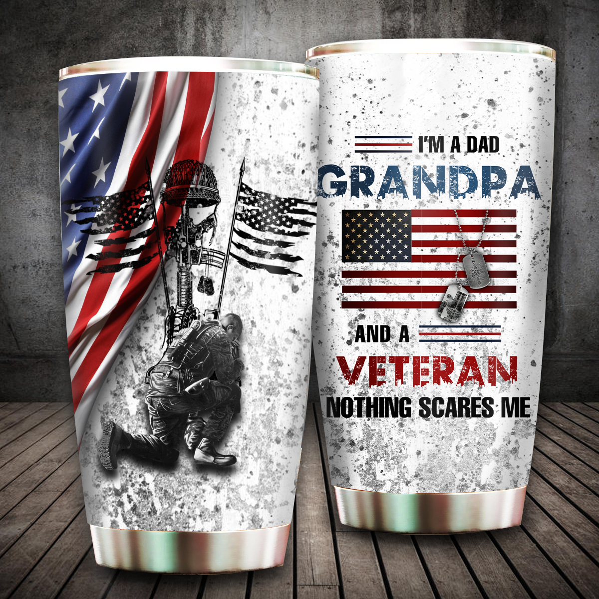 Dad Grandpa Veteran 20 Oz Tumbler For Coffee Travel And Daily Drinks