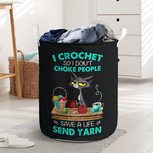 I Crochet So I Don't Choke People Cat Laundry Basket For Bathroom Bedroom Storage