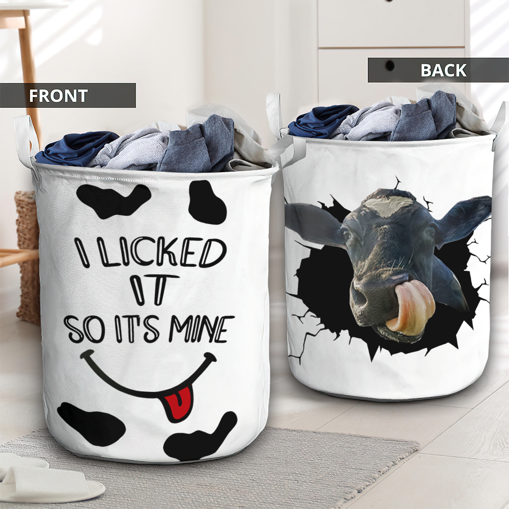 I Licked It'so It's Mine Cow Laundry Basket For Bathroom Bedroom Storage