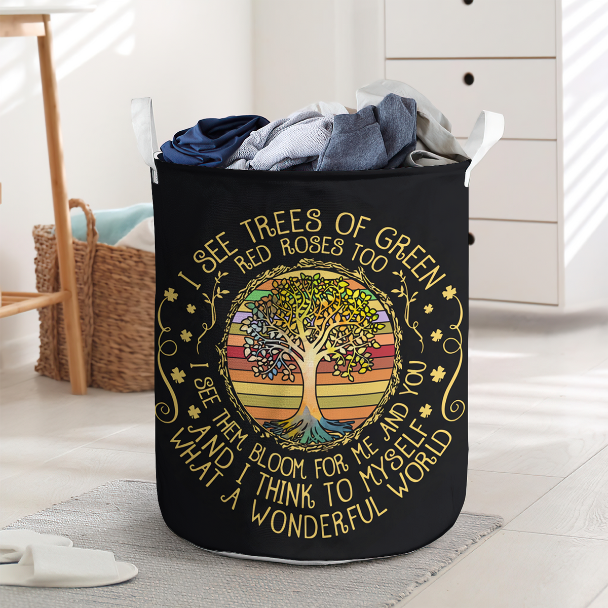 I See Tree Of Life Laundry Basket For Bathroom Bedroom Storage