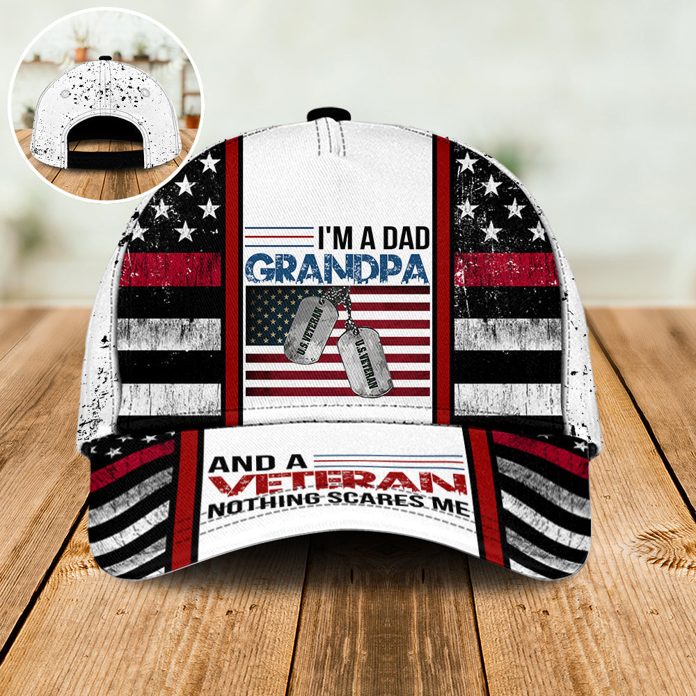 Dad Grandpa Veteran Nothing Scares Me Classic Cap For Relaxed Daily Style Vacations And Festival Wear