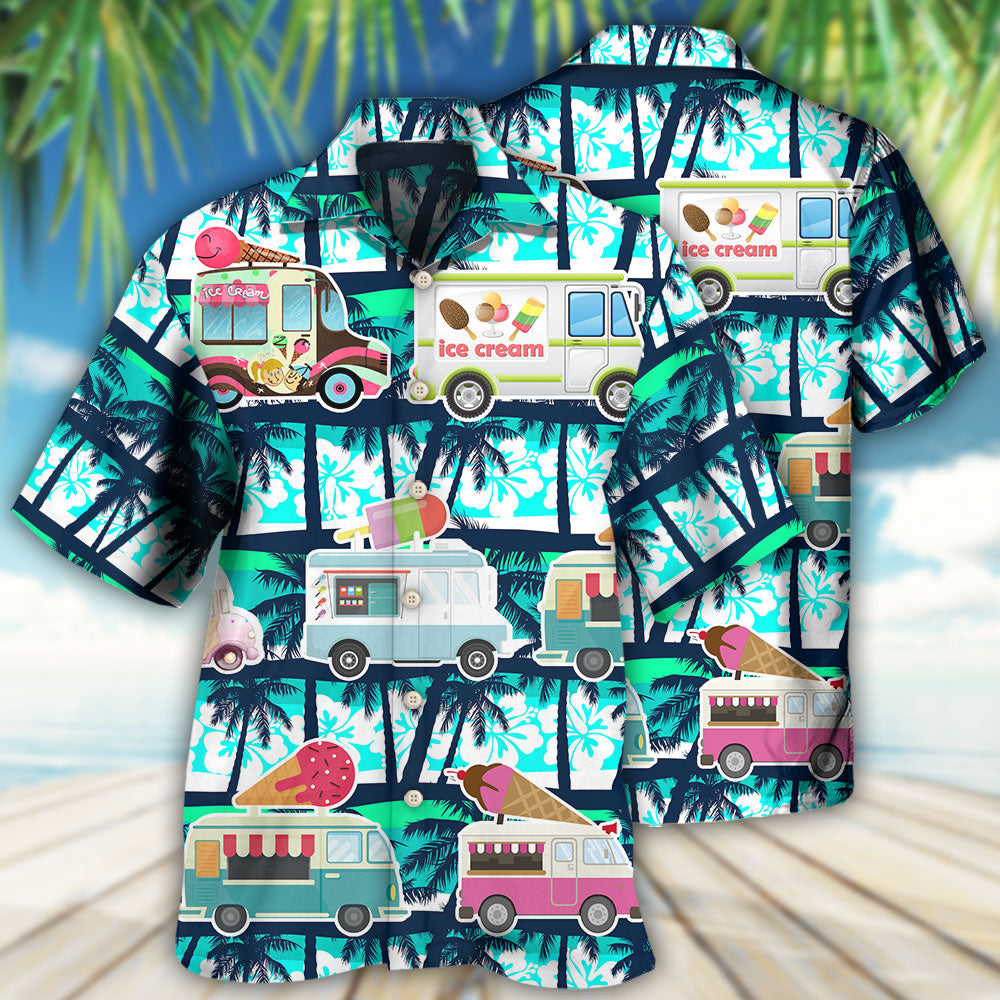 Truck Ice Cream Hot Summer Hawaiian Shirt Pattern Detail For Summer Holidays And Outdoor Fun