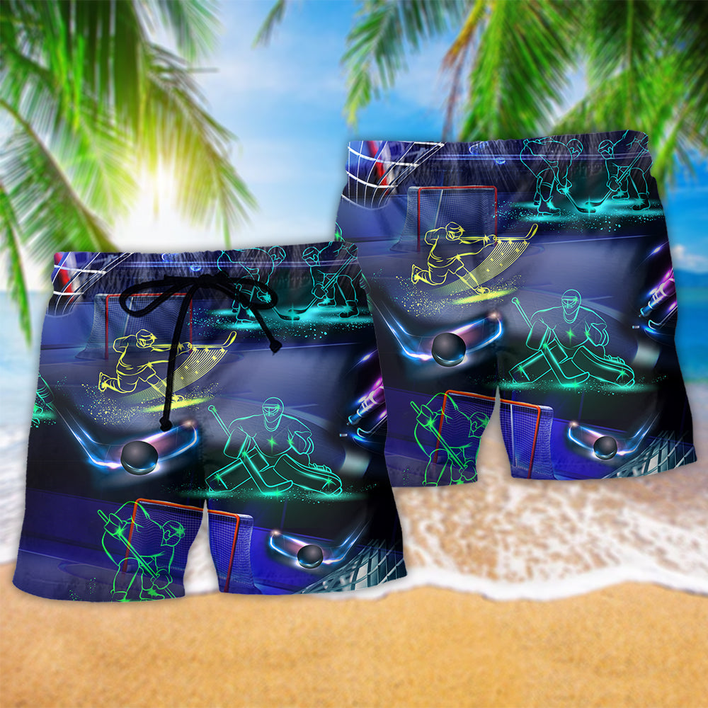 Ice Hockey Neon Color Beach Shorts For Beach Trips And Relaxed Vacation Styling