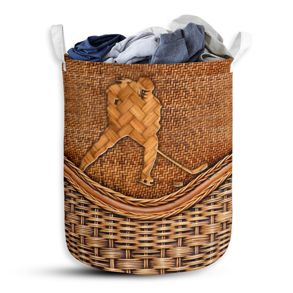 Ice Hockey Rattan Texture Laundry Basket For Bathroom Bedroom Storage