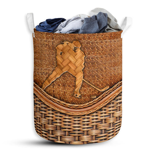 Ice Hockey Rattan Texture Laundry Basket For Bathroom Bedroom Storage