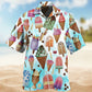 Ice Cream Blue Background Hawaiian Shirt For Island Vacations, Resort Wear, And Relaxed Seasonal Style