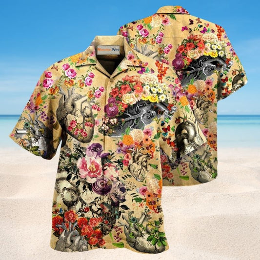 Flowers If Hearts Blossom In Spring Hawaiian Shirt For Summer Vacation Beach Travel And Relaxed Casual Wear