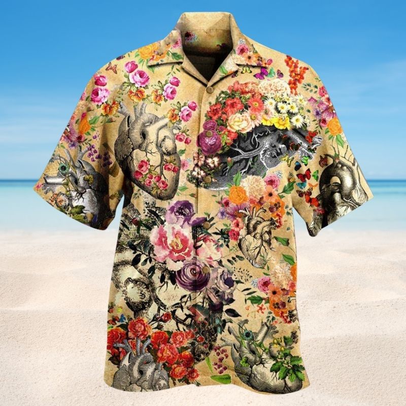 Flowers If Hearts Blossom In Spring Hawaiian Shirt For Summer Vacation Beach Travel And Relaxed Casual Wear