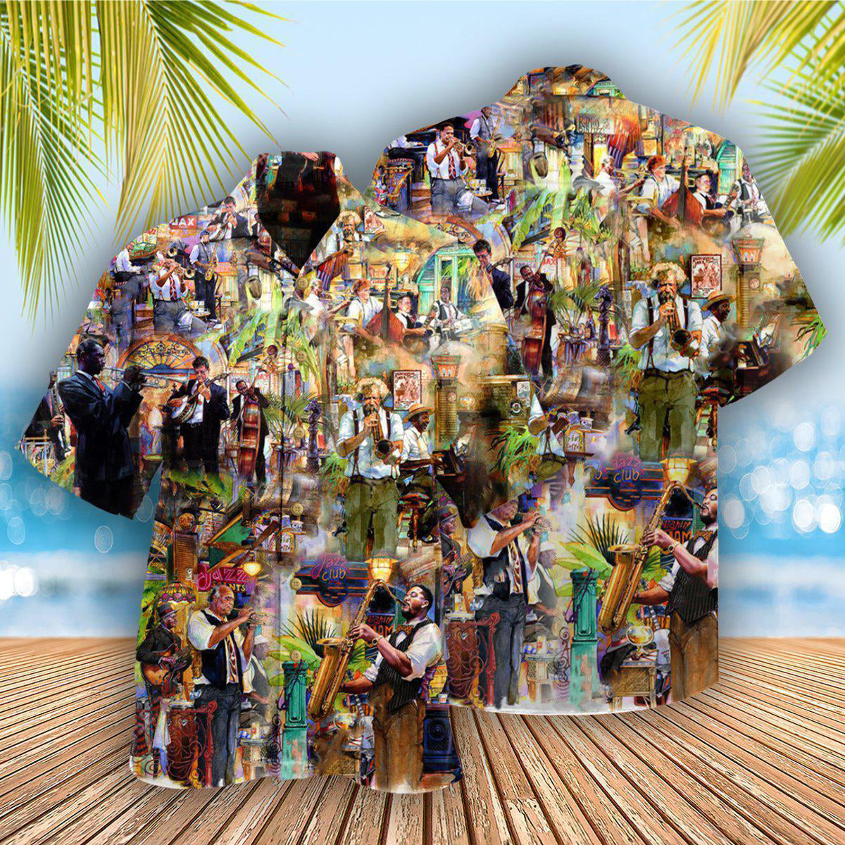 Classic Jazz Music Hawaiian Shirt With All Over Print For Coastal Trips Outdoor Events And Relaxed Summer Wear