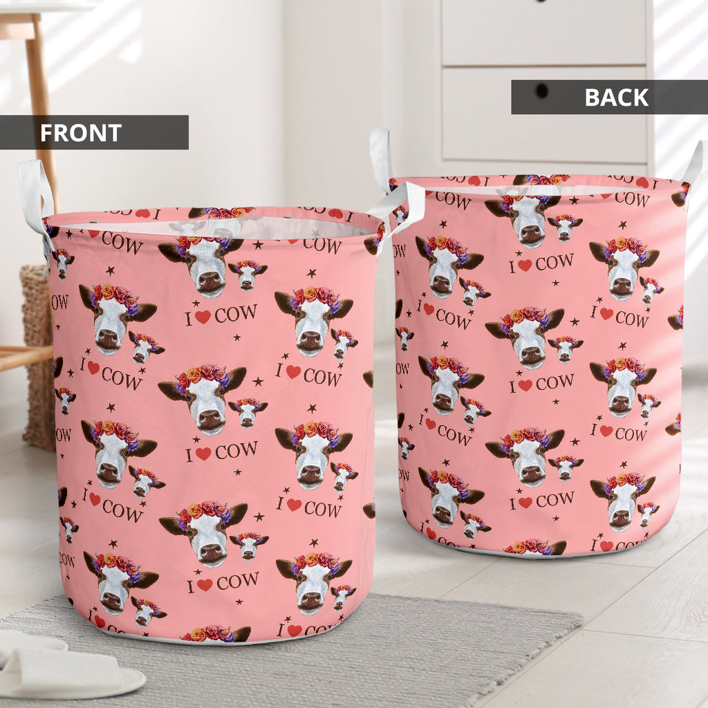 Cow I Love Cow Laundry Basket For Room Home Organizer