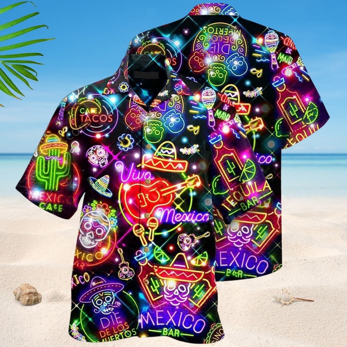 Neon Mexico Hawaiian Shirt For Coastal Adventures And Warm Weather Wear