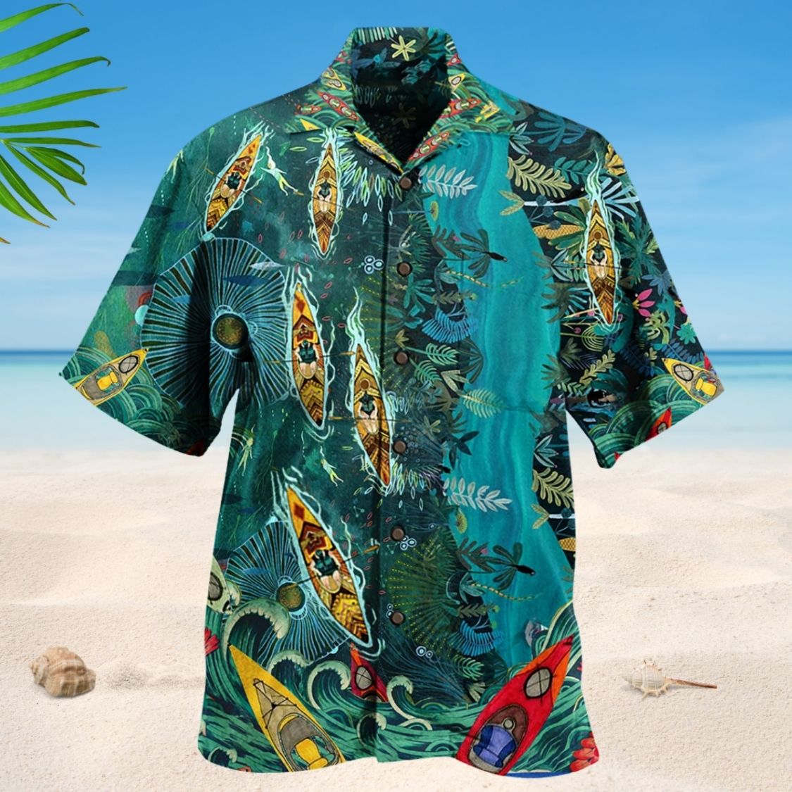 Rather Kayaking Adventure Hawaiian Shirt Pattern View For Relaxed Warm Weather Outfits