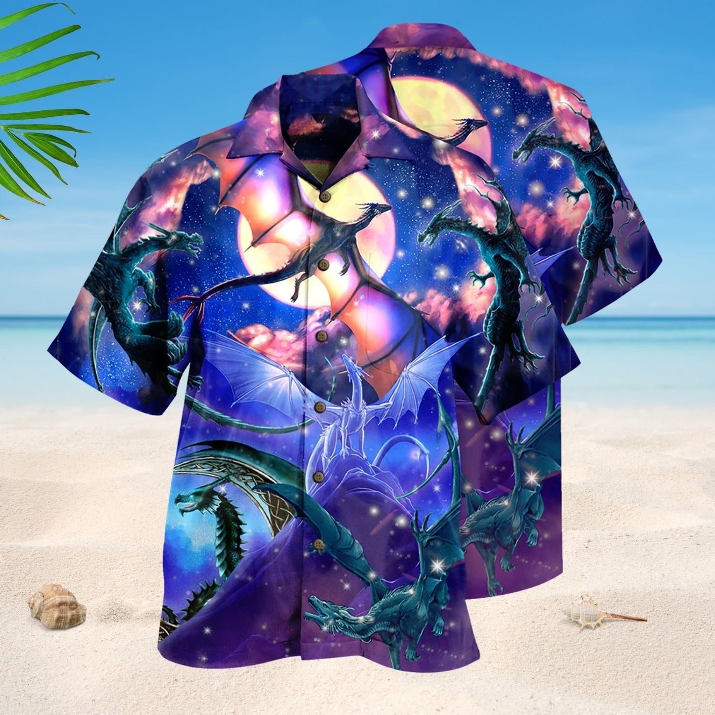 Dragonfly Flying Moon Hawaiian Shirt For Coastal Adventures And Warm Weather Wear