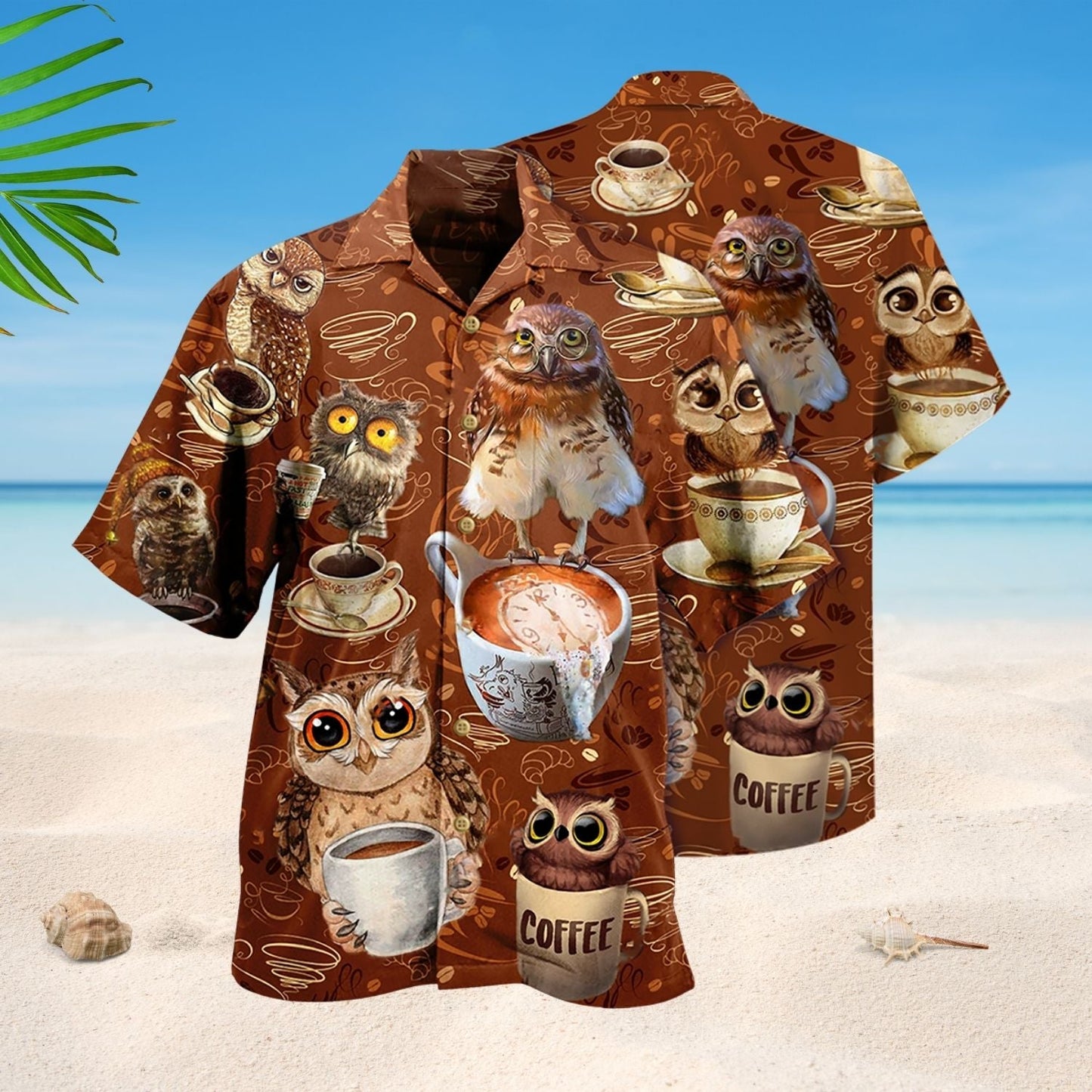 Coffee Owl Hawaiian Shirt For Summer Events And Casual Outdoor Wear