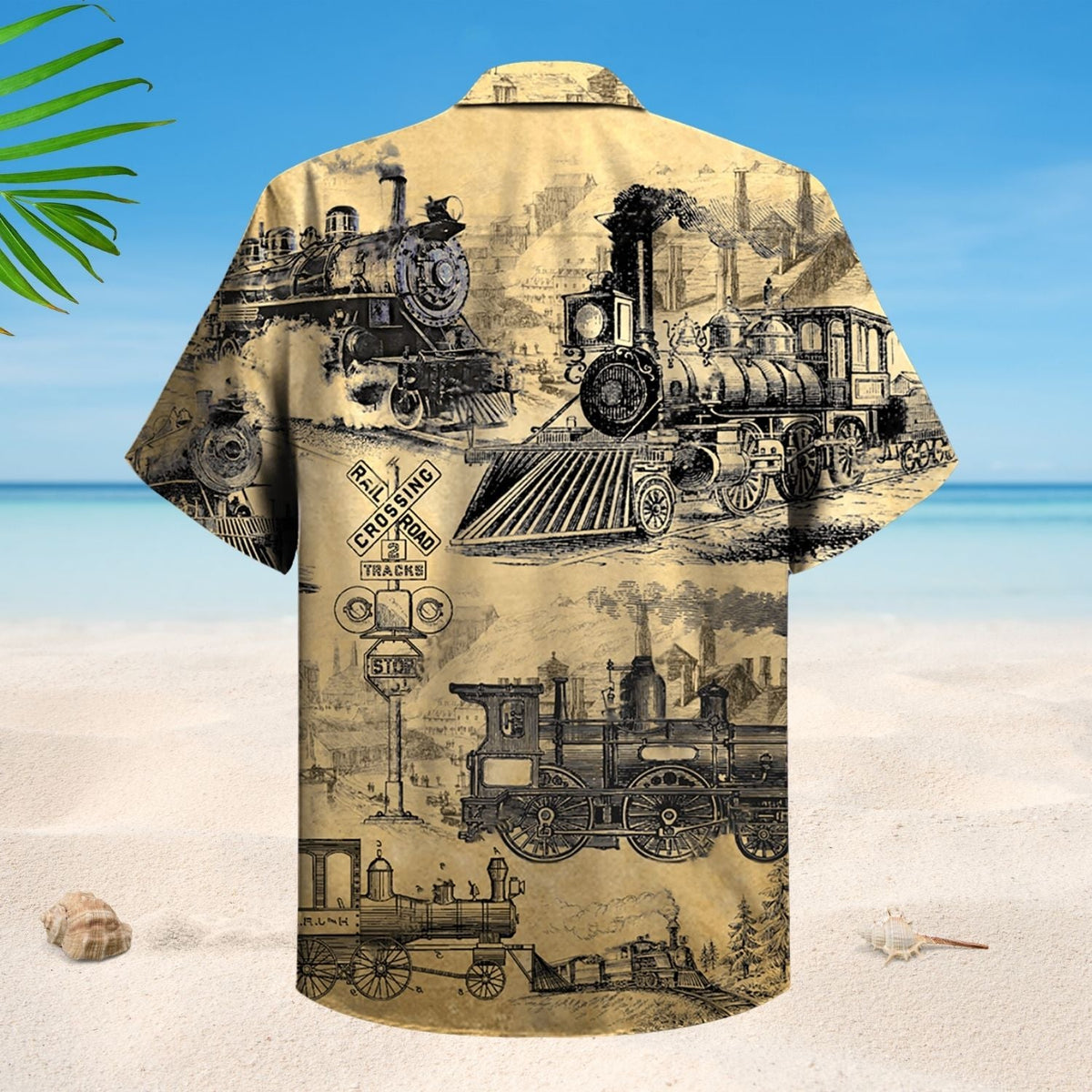 Train Railway Journey Hawaiian Shirt Pattern Detail For Vacation Travel And Daily Wear