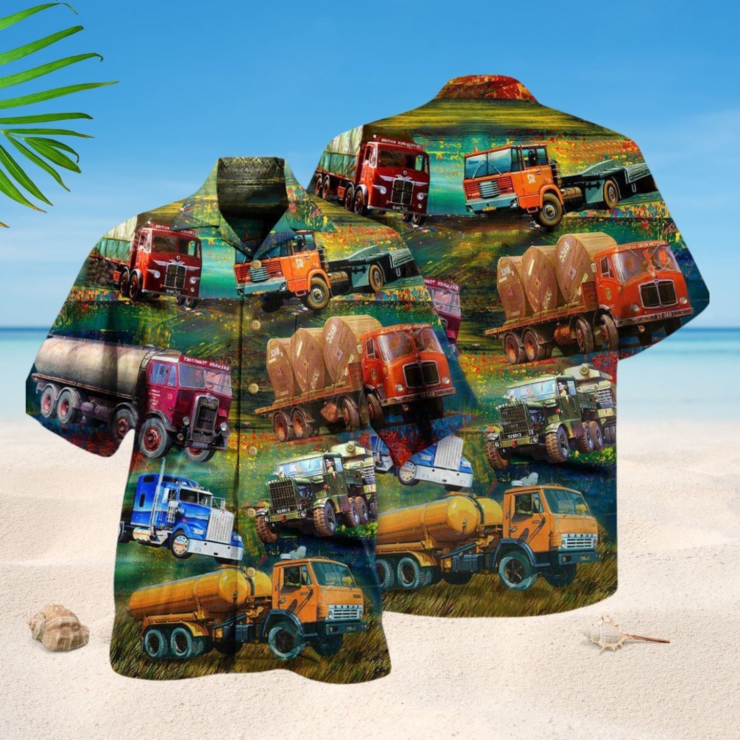 Trucker Hawaiian Shirt For Summer Vacation And Beach Travel