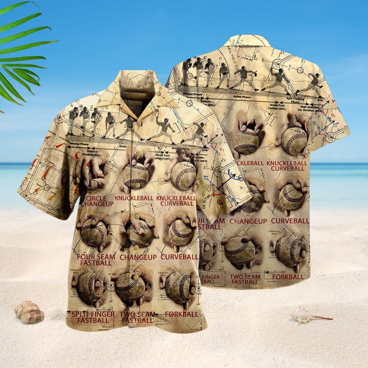 Baseball Pitching Grips Game Hawaiian Shirt Design View For Casual Summer Styling