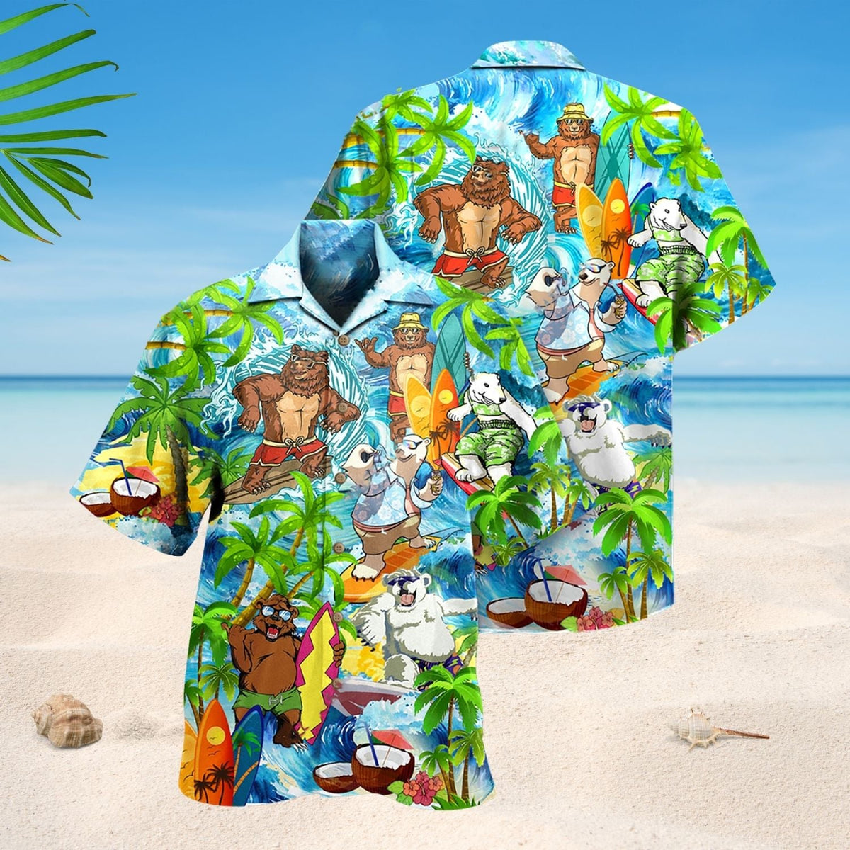 Bear Beach Hawaiian Shirt Design View For Resort Travel And Thoughtful Gifting