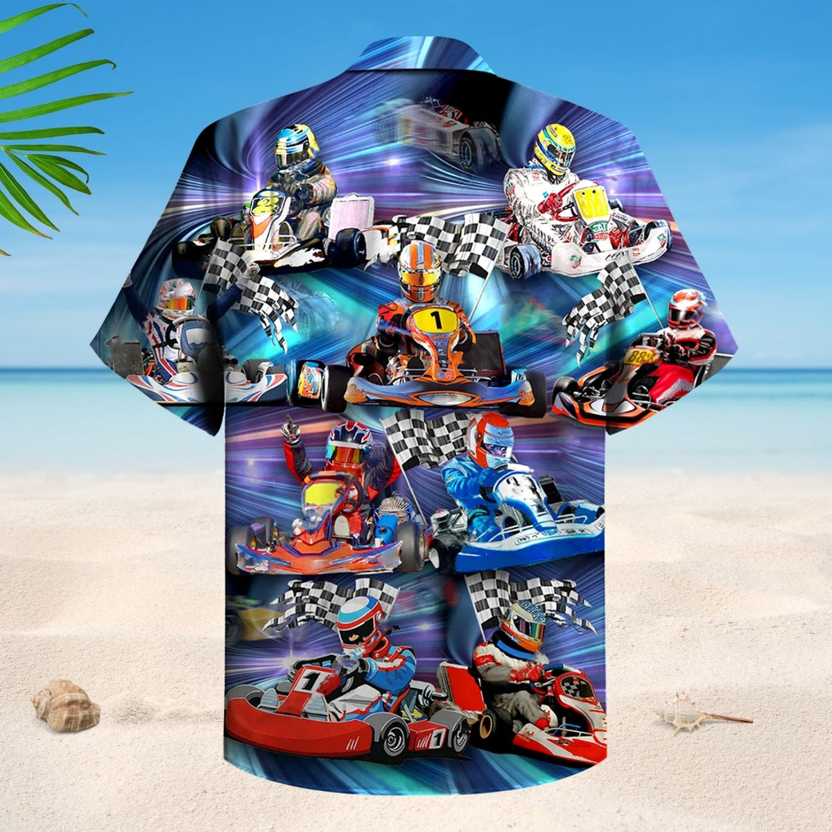 Kart Home Racing Hawaiian Shirt Pattern Detail For Summer Holidays And Outdoor Fun