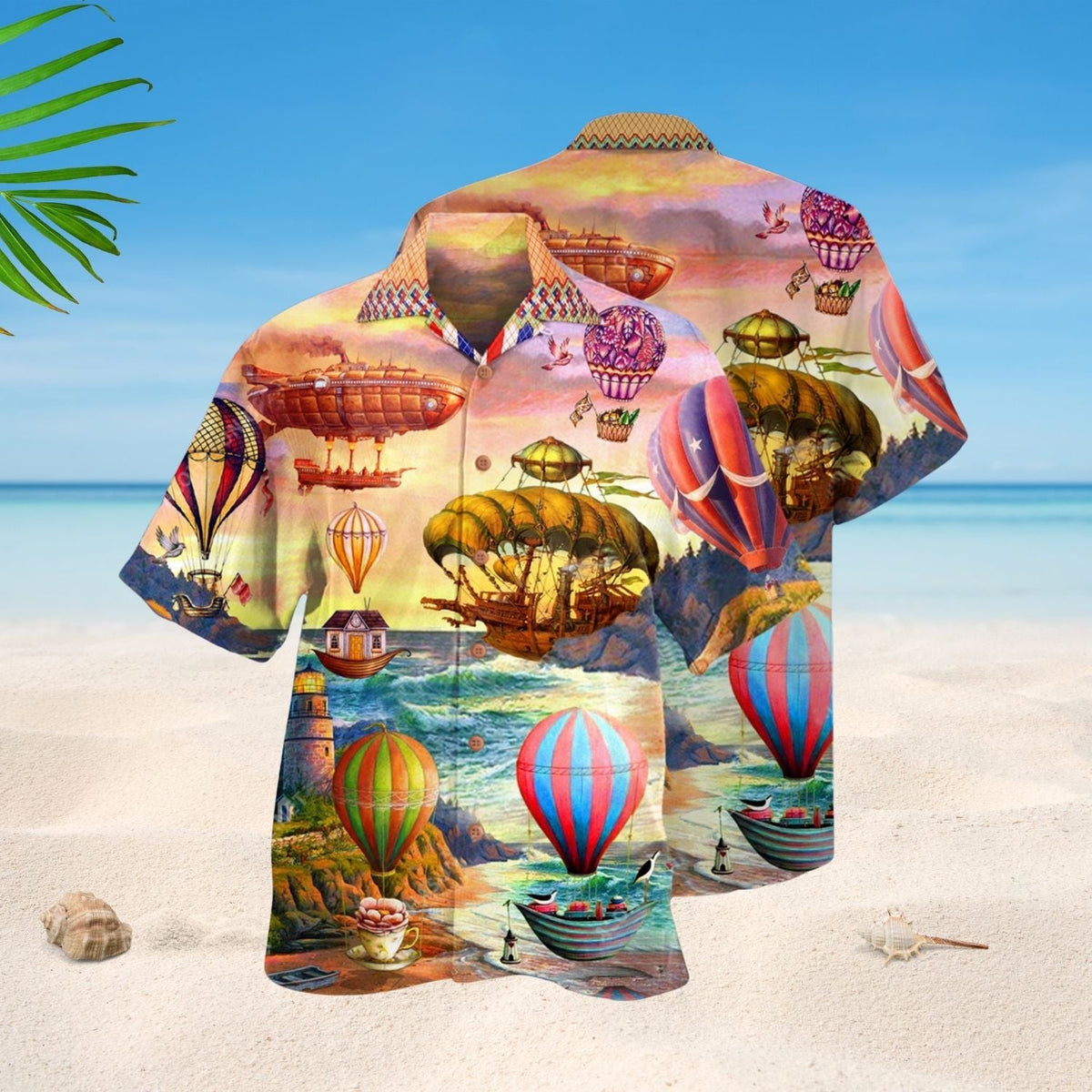 Steampunk Hot Air Balloon Travel Hawaiian Shirt For Coastal Adventures And Warm Weather Wear