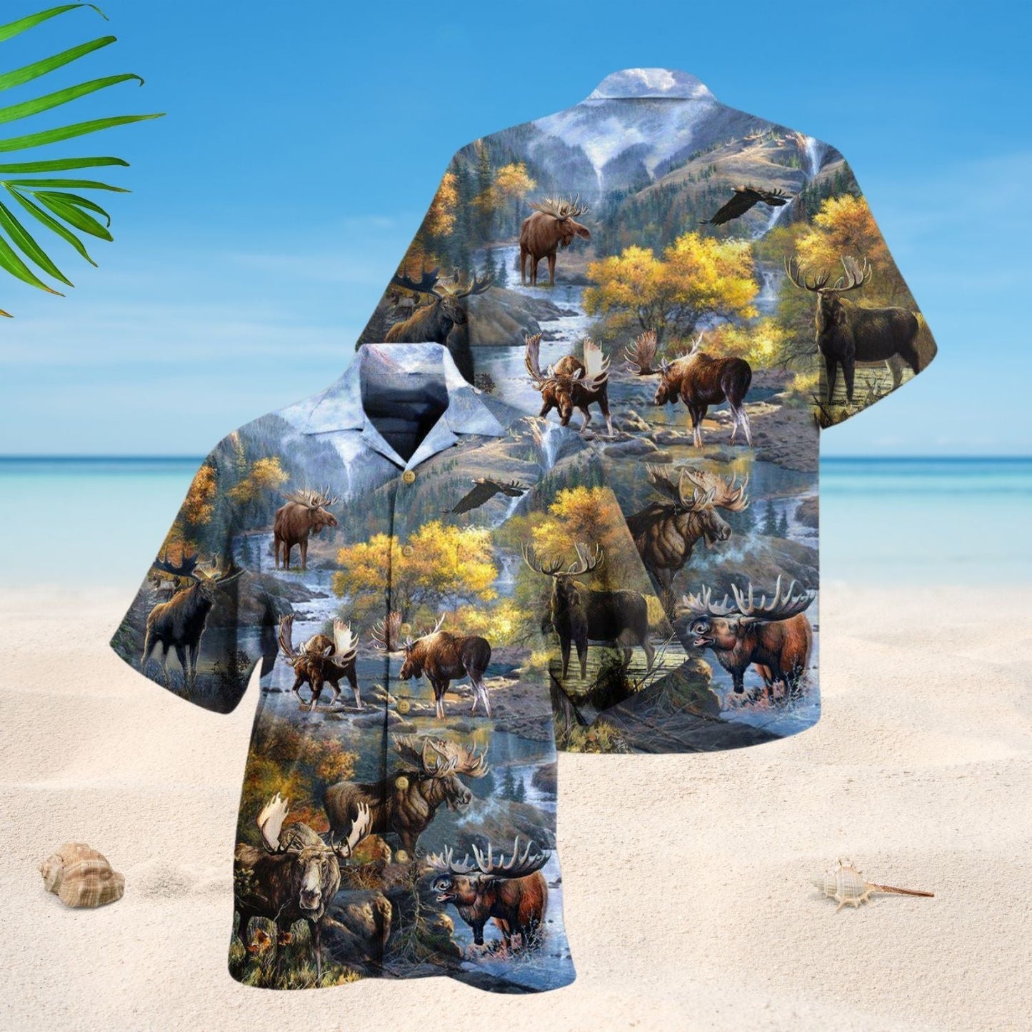 Elk Wildlife Beautiful Country Hawaiian Shirt Design View For Resort Travel And Thoughtful Gifting