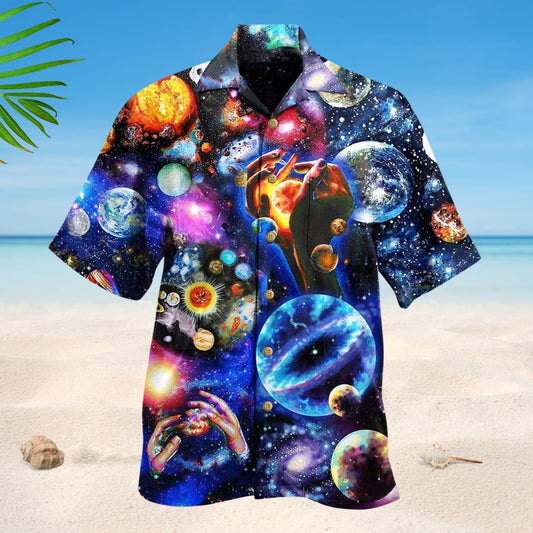 Galaxy Planet Hawaiian Shirt Design Detail For Sunny Adventures And Casual Wear