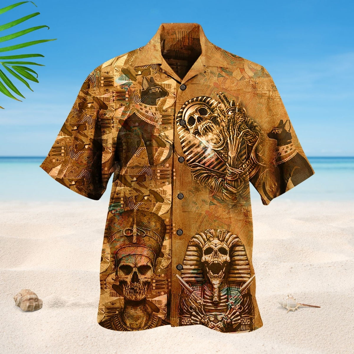 Ancient Skull Egypt Hawaiian Shirt For Beach Parties And Weekend Getaways