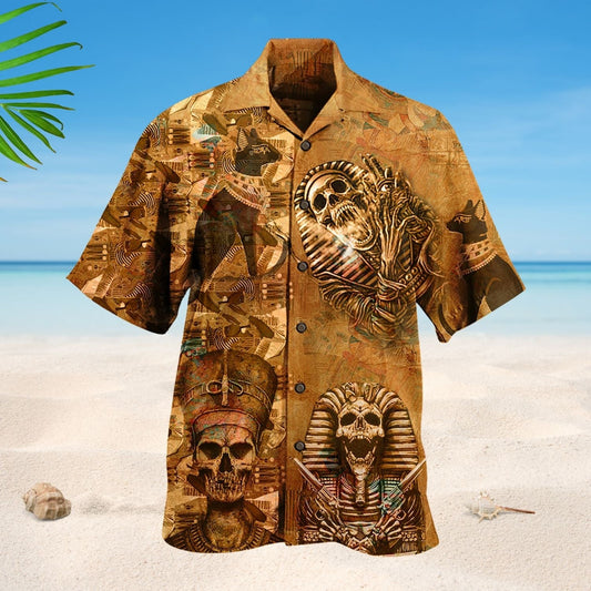 Ancient Skull Egypt Hawaiian Shirt For Beach Parties And Weekend Getaways