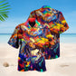 Colorful Watercolor Moose Hawaiian Shirt Artwork Detail For Tropical Trips And Casual Outings