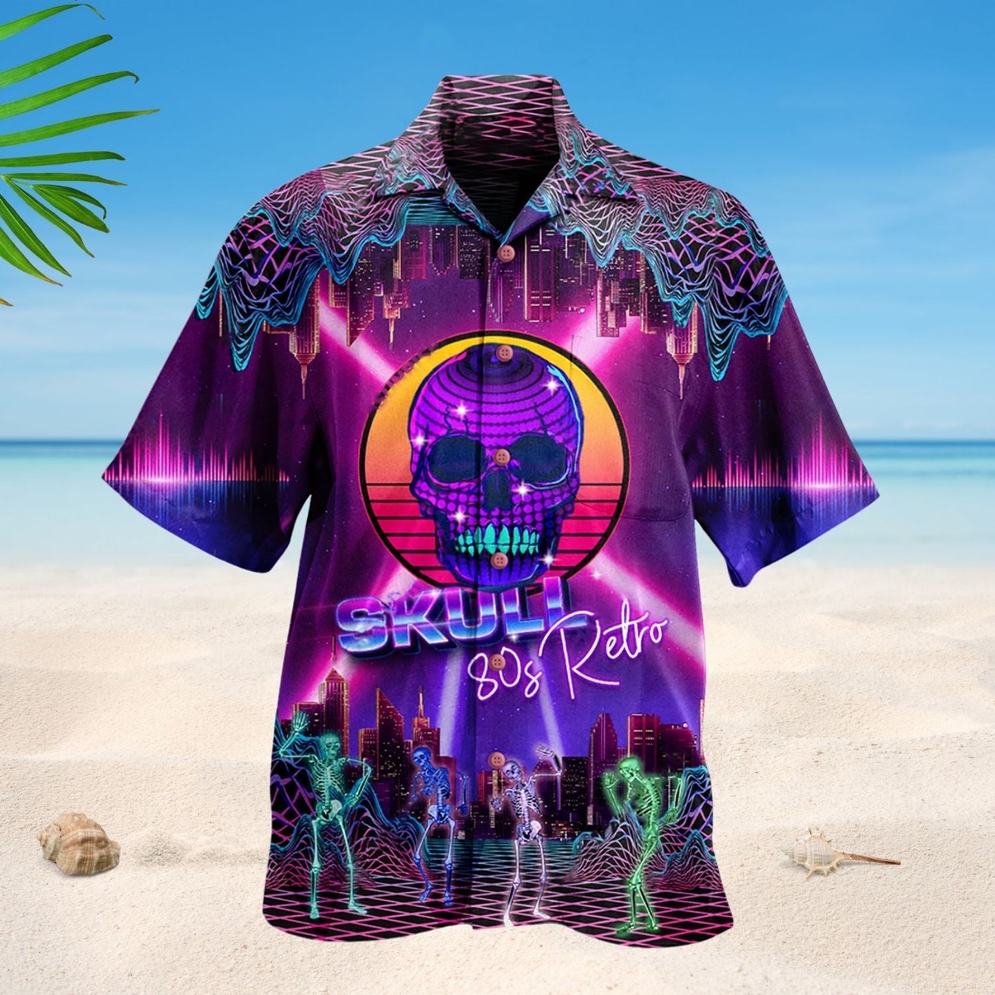 Retro Skull 80S Hawaiian Shirt For Coastal Adventures And Warm Weather Wear