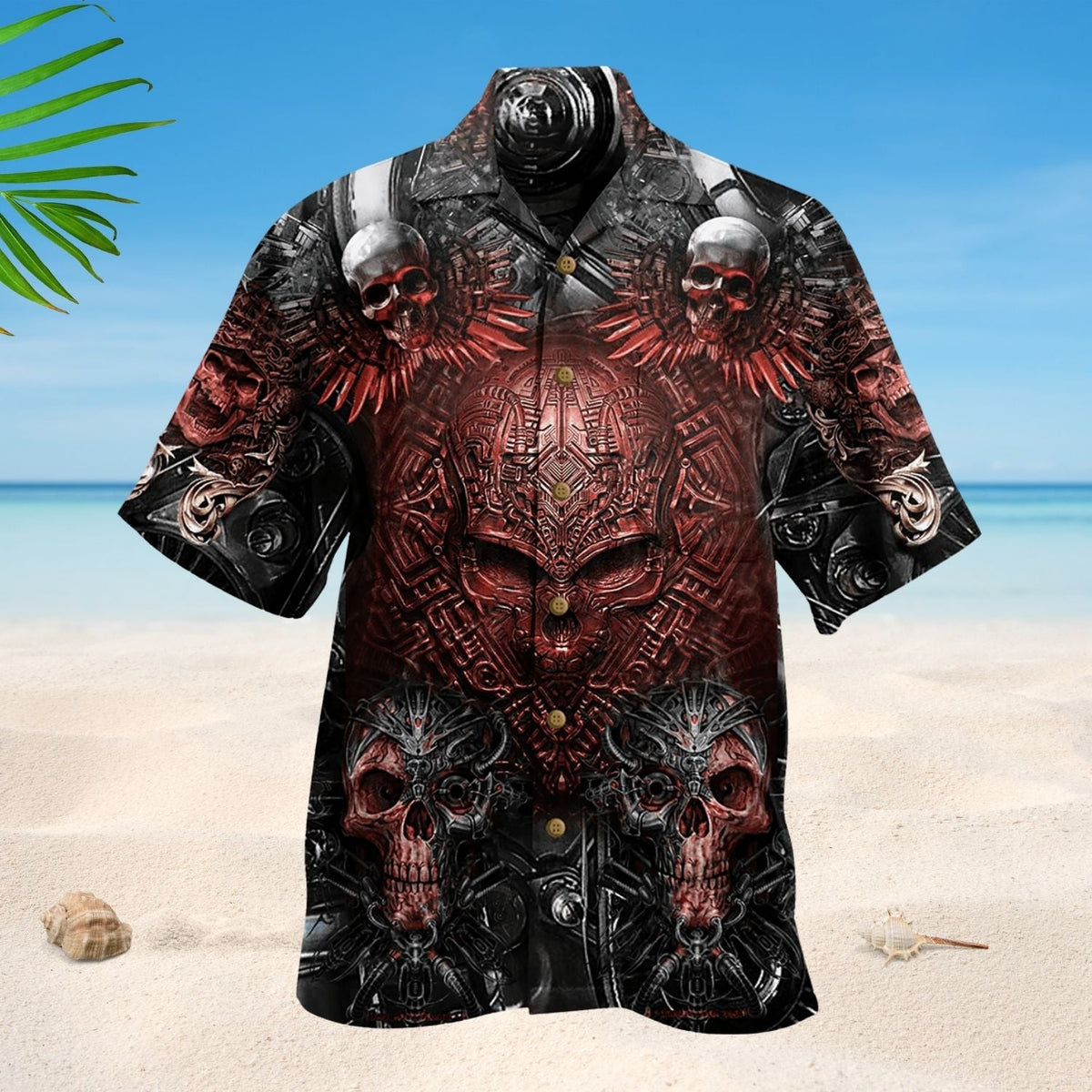 Skull Boss Hawaiian Shirt Design Detail For Beach Days And Holiday Travel