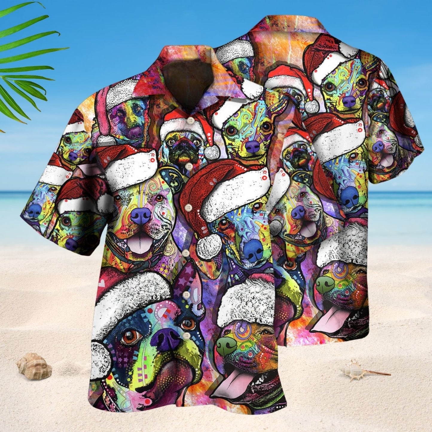 Colorful Dog Christmas Hawaiian Shirt For Warm Weather Adventures And Everyday Comfort