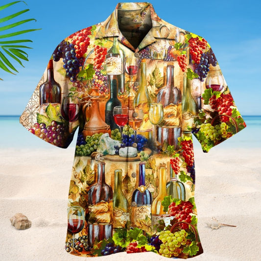 Give Sip Wine Hawaiian Shirt Pattern View For Relaxed Warm Weather Outfits